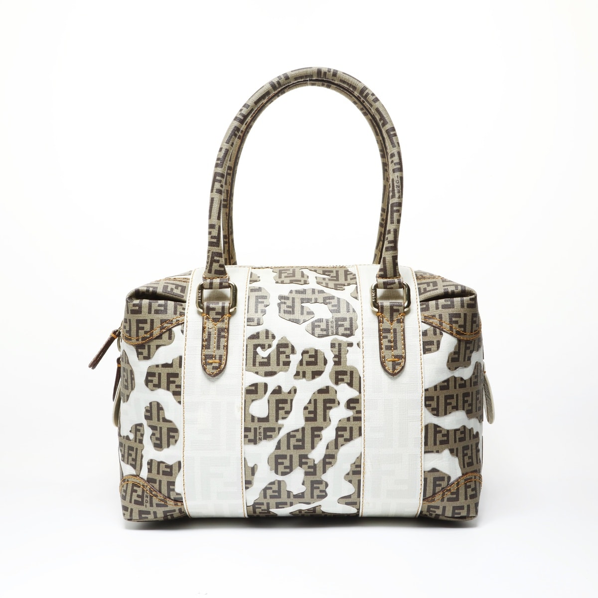 フェンディ FENDI ズッカ レオパード柄 PVC ハンドバッグ【中古】