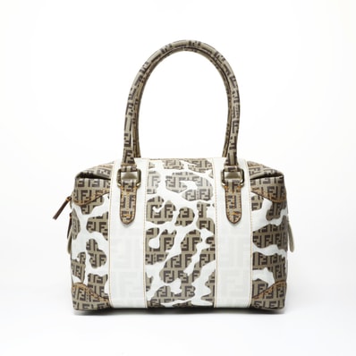 フェンディ FENDI ズッカ レオパード柄 PVC ハンドバッグ【中古】