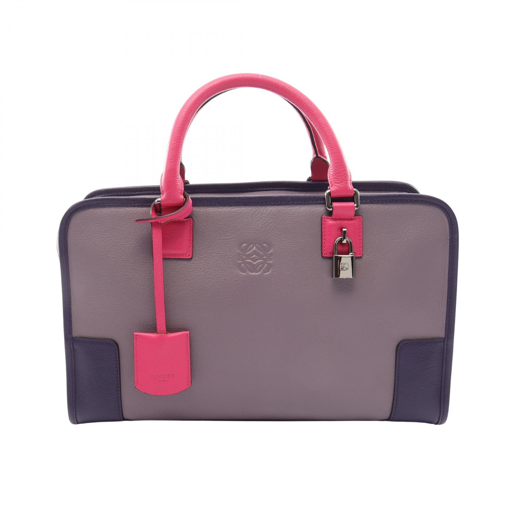 ロエベ LOEWE アマソナ36 ハンドバッグ バッグ レザー レディース パープル系 / ピンク系 【中古】