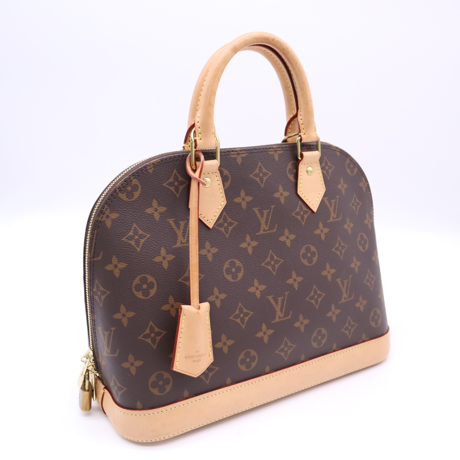 美品 LOUIS VUITTON ルイ・ヴィトン モノグラム アルマPM M53151 ハンドバッグ ブラウン ベージュ コーティングキャンバス レザー レディース