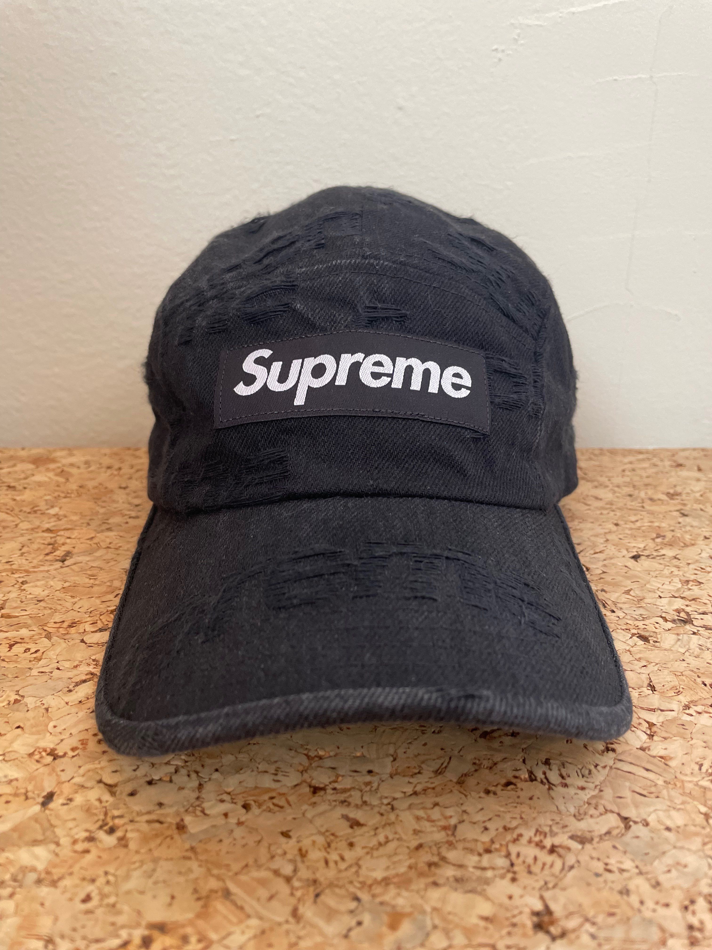 Supreme Frayed Logos Denim Camp Cap "Black"