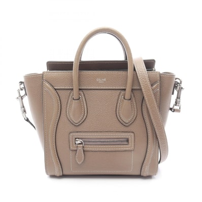 セリーヌ CELINE ラゲージ ナノショッパー 2WAY ハンドバッグ バッグ レザー レディース グレー系 189243 【中古】