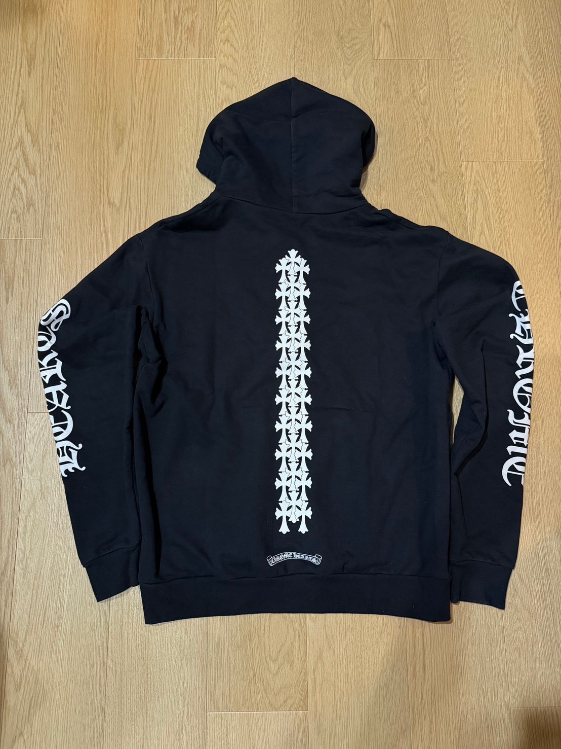 Chrome Hearts Tire Track Back Print Cemetery Cross Pullover Hoodie "Black"