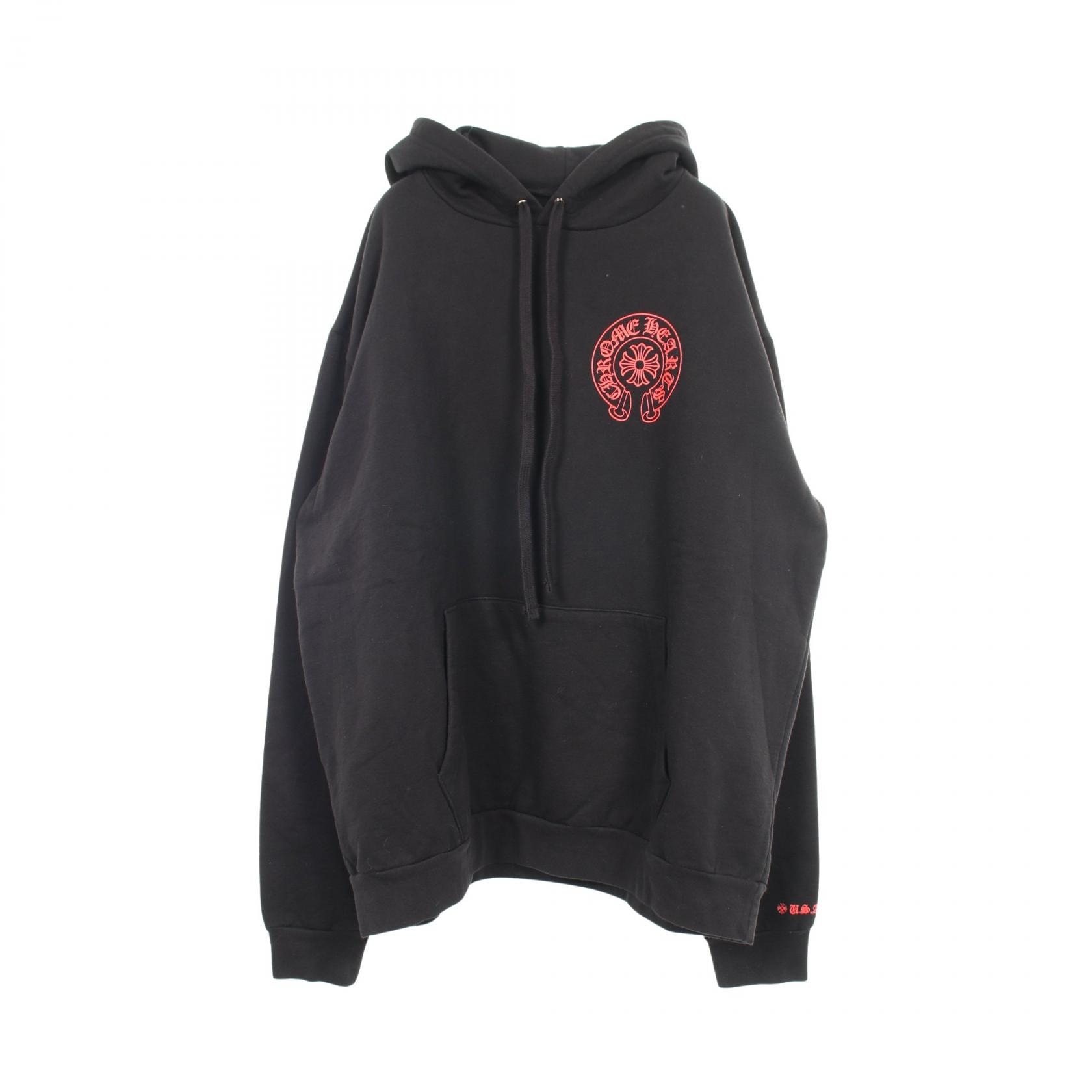 クロムハーツ CHROME HEARTS ホースシュー バックプリント 裏起毛 パーカー 衣料品 トップス コットン メンズ ブラック系 【中古】