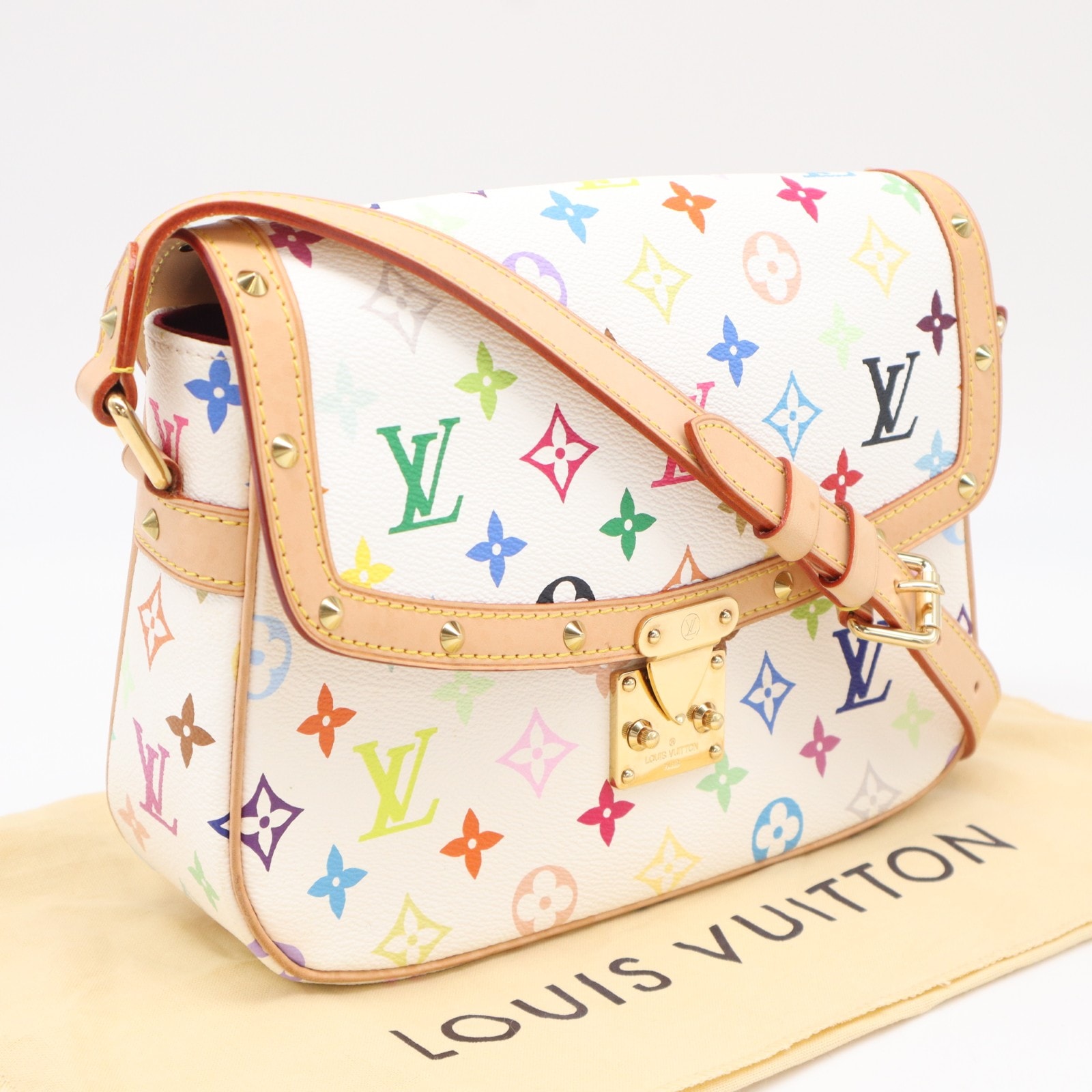美品 LOUIS VUITTON ルイ・ヴィトン モノグラム マルチカラー ソローニュ ブロン M92661 ショルダーバッグ マルチカラー コーティングキャンバス レディース