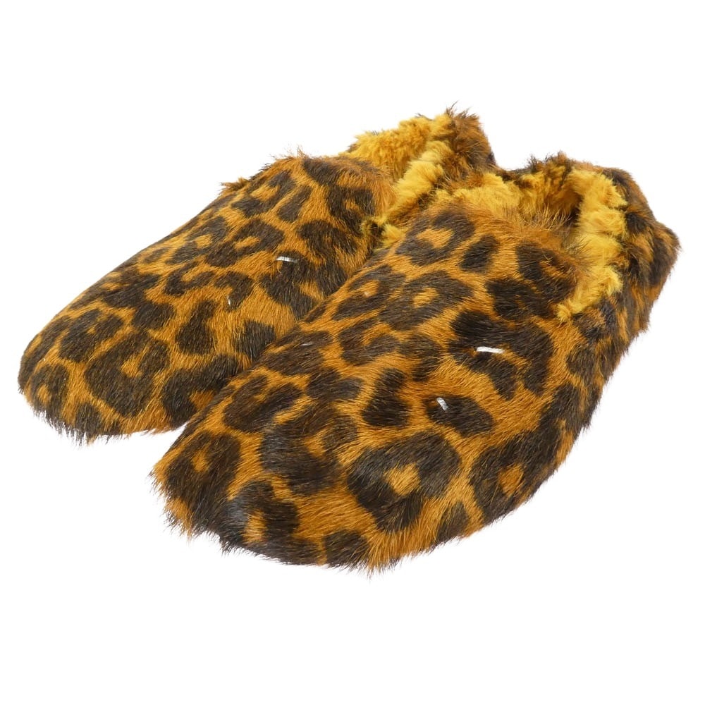 MAISON MARGIELA メゾンマルジェラ その他靴 四つタグ レオパード フェイクファー フラット パンプス シューズ ブラウン系 40【美品】【中古】