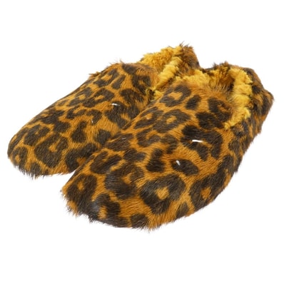 MAISON MARGIELA メゾンマルジェラ その他靴 四つタグ レオパード フェイクファー フラット パンプス シューズ ブラウン系 40【美品】【中古】