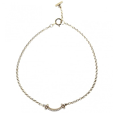 TIFFANY&Co. ティファニー ブレスレット ティファニーT Tスマイル ミニ ミディアム アクセサリー ジュエリー 18金PG Au750 K18ピンクゴールド ダイヤモンド0.04ct レディース 約1.8g【中古品】