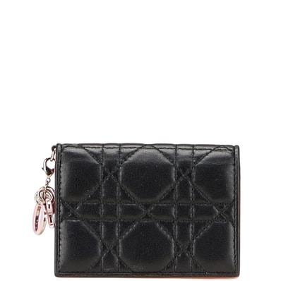 ディオール カナージュ レディディオール カードケース ブラック ピンク レザー レディース Dior 中古