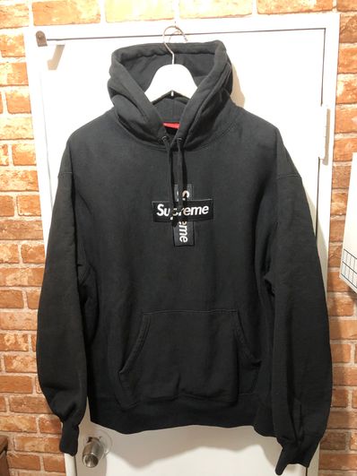 Supreme Cross Box Logo Hooded Sweatshirt "Black"