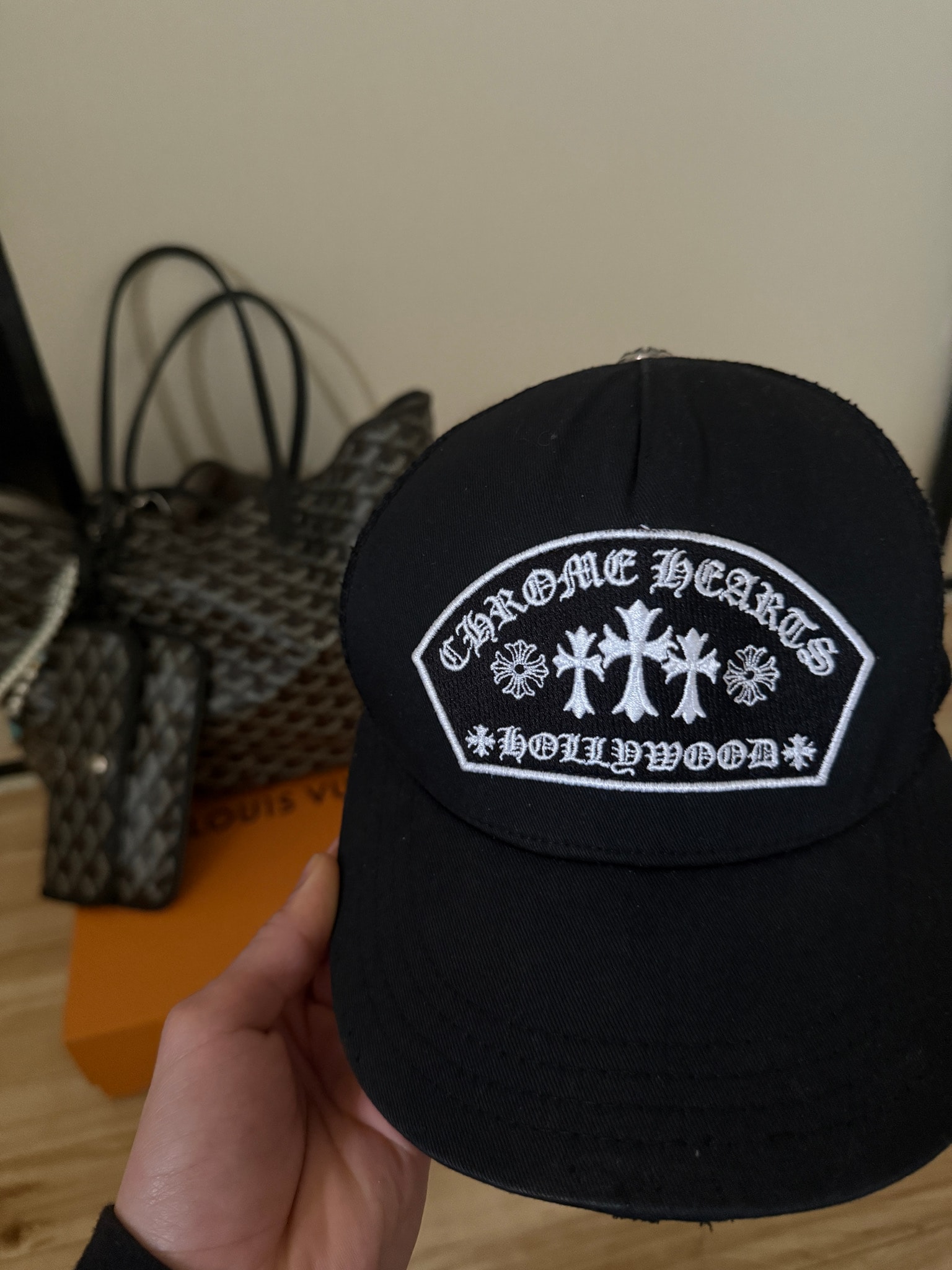 Chrome Hearts Trucker Cap Fabric Front 3 Cross Camouflage "Black/White"