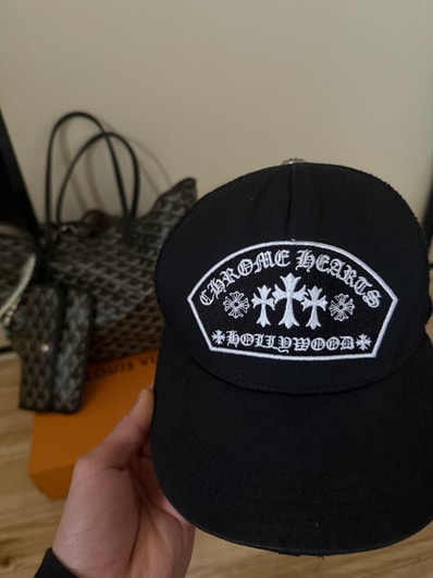 Chrome Hearts Trucker Cap Fabric Front 3 Cross Camouflage "Black/White"