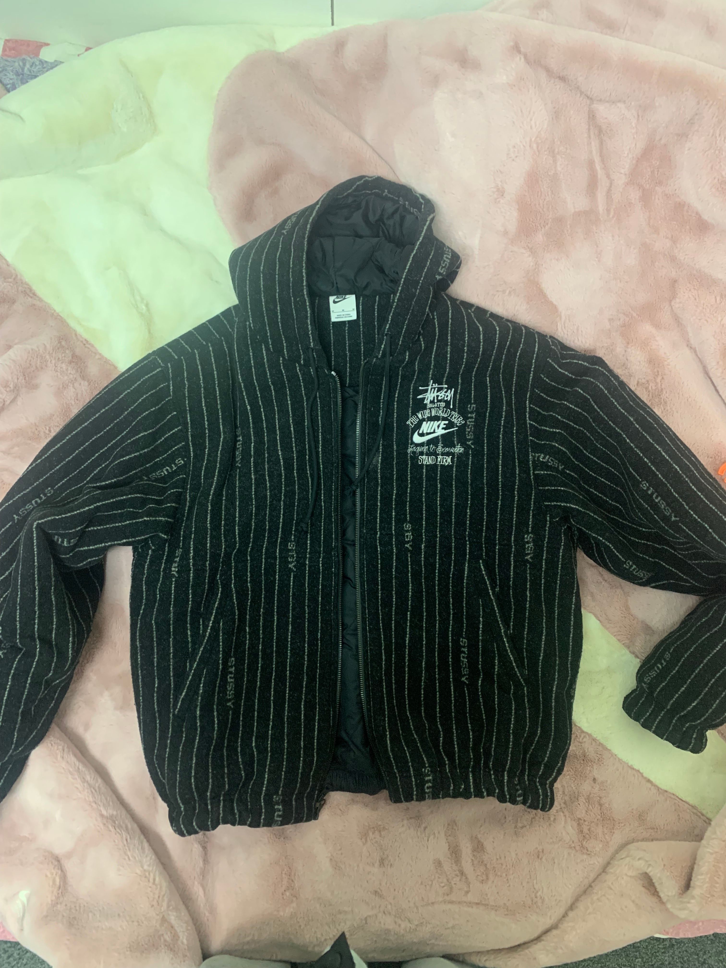 Stussy x Nike Striped Wool Jacket "Black"