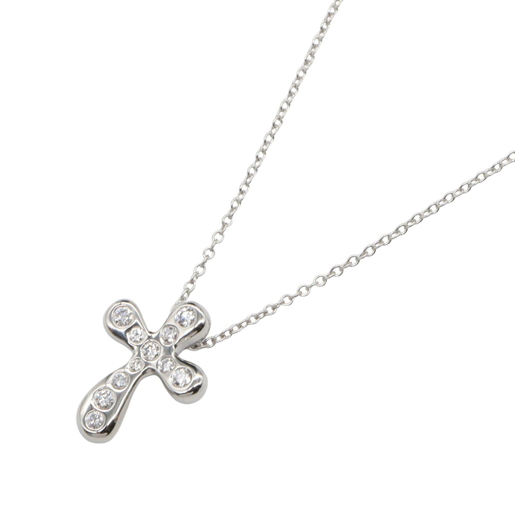ティファニー TIFFANY&CO スモールクロス ダイヤ ネックレス ネックレス ジュエリー Pt950プラチナ ダイヤモンド レディース シルバー系 / クリア系 【中古】