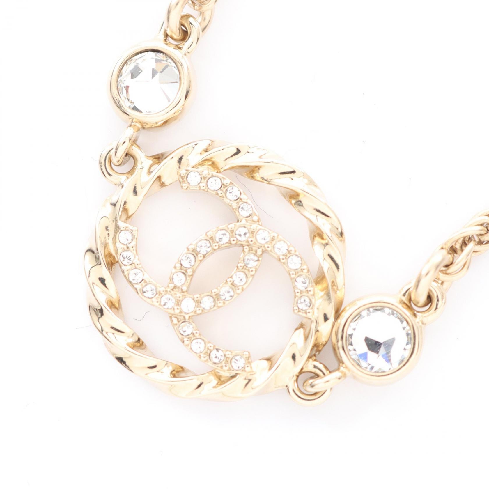シャネル CHANEL ココマーク ネックレス ジュエリー GP(ゴールドメッキ) ラインストーン レディース ゴールド系 / クリア系 【中古】