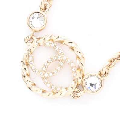 シャネル CHANEL ココマーク ネックレス ジュエリー GP(ゴールドメッキ) ラインストーン レディース ゴールド系 / クリア系 【中古】