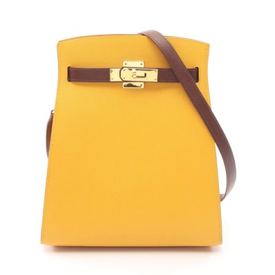 エルメス HERMES ケリースポーツMM ショルダーバッグ バッグ レザー クシュベル クシュベル ジョーヌ ○Y刻印(1995年製造) レディース イエロー系 / ブラウン系 / ハバナ 【中古】