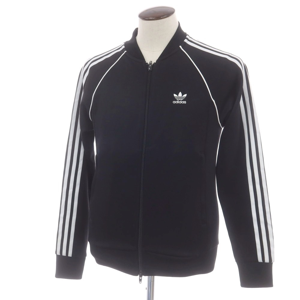 【中古】アディダス adidas ポリエステルコットン ダブルジップ トラックジャケット ジャージ ブラック【サイズJPN L】【メンズ】