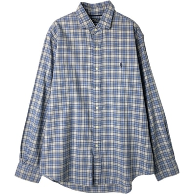 古着 ラルフローレン Ralph Lauren POLO RALPH LAUREN CLASSIC FIT ワイドカラー 長袖 コットンチェックシャツ メンズL相当/eaa649963