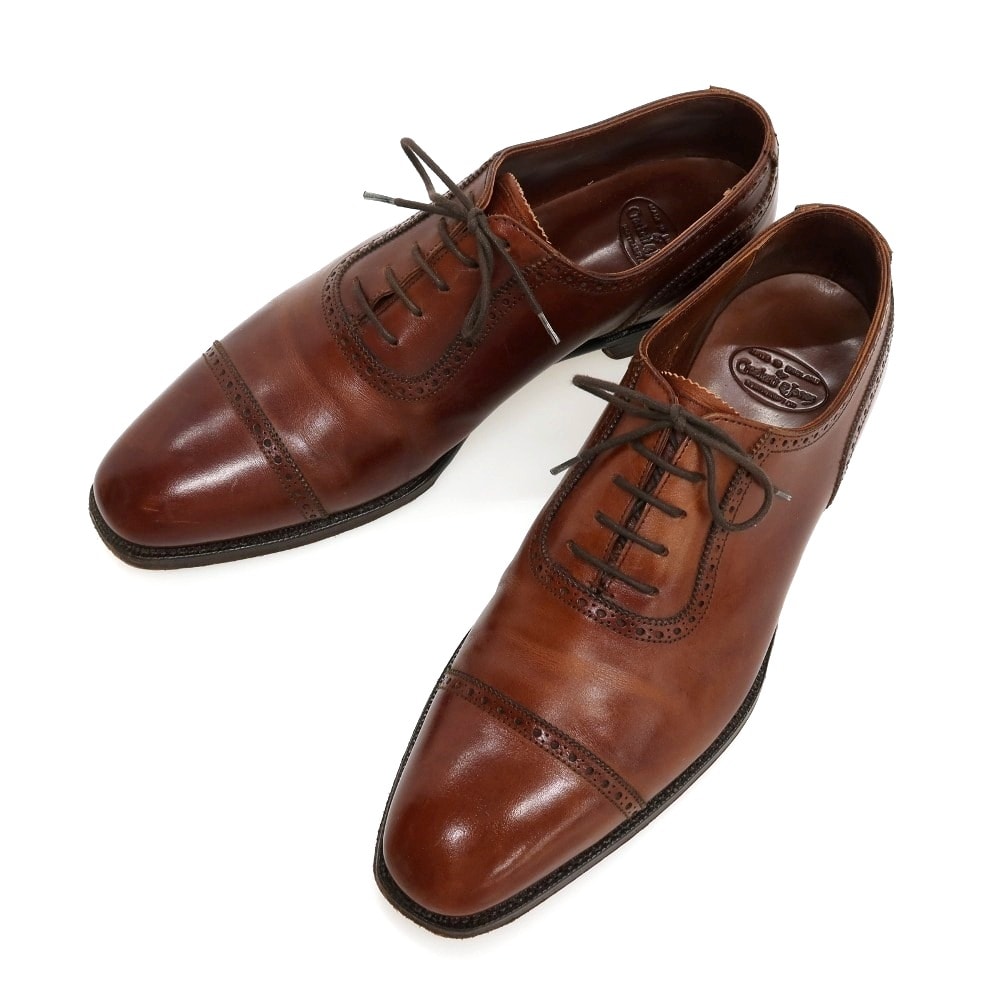 【中古】クロケットアンドジョーンズ CROCKETT&JONES ハンドグレード ALBANY カーフ ドレスシューズ ブラウン【サイズ7 1/2 D】【メンズ】