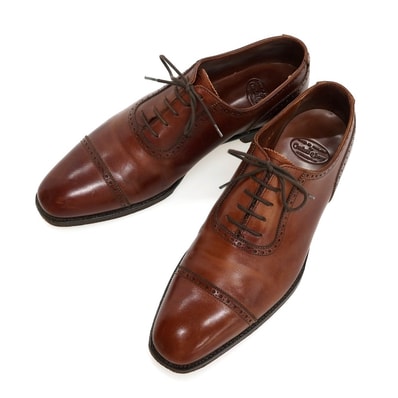 【中古】クロケットアンドジョーンズ CROCKETT&JONES ハンドグレード ALBANY カーフ ドレスシューズ ブラウン【サイズ7 1/2 D】【メンズ】