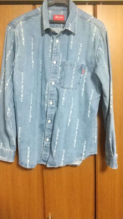 Supreme Warp Jacquard Logos Denim Shirt "Blue"