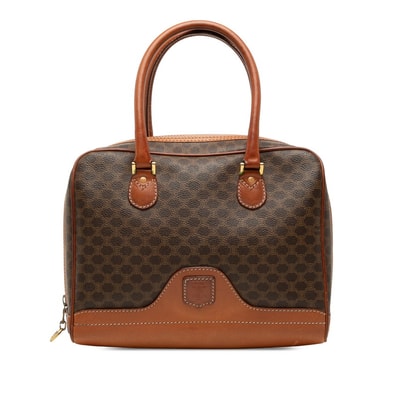 セリーヌ マカダム ハンドバッグ ブラウン PVC レザー レディース CELINE 【中古】