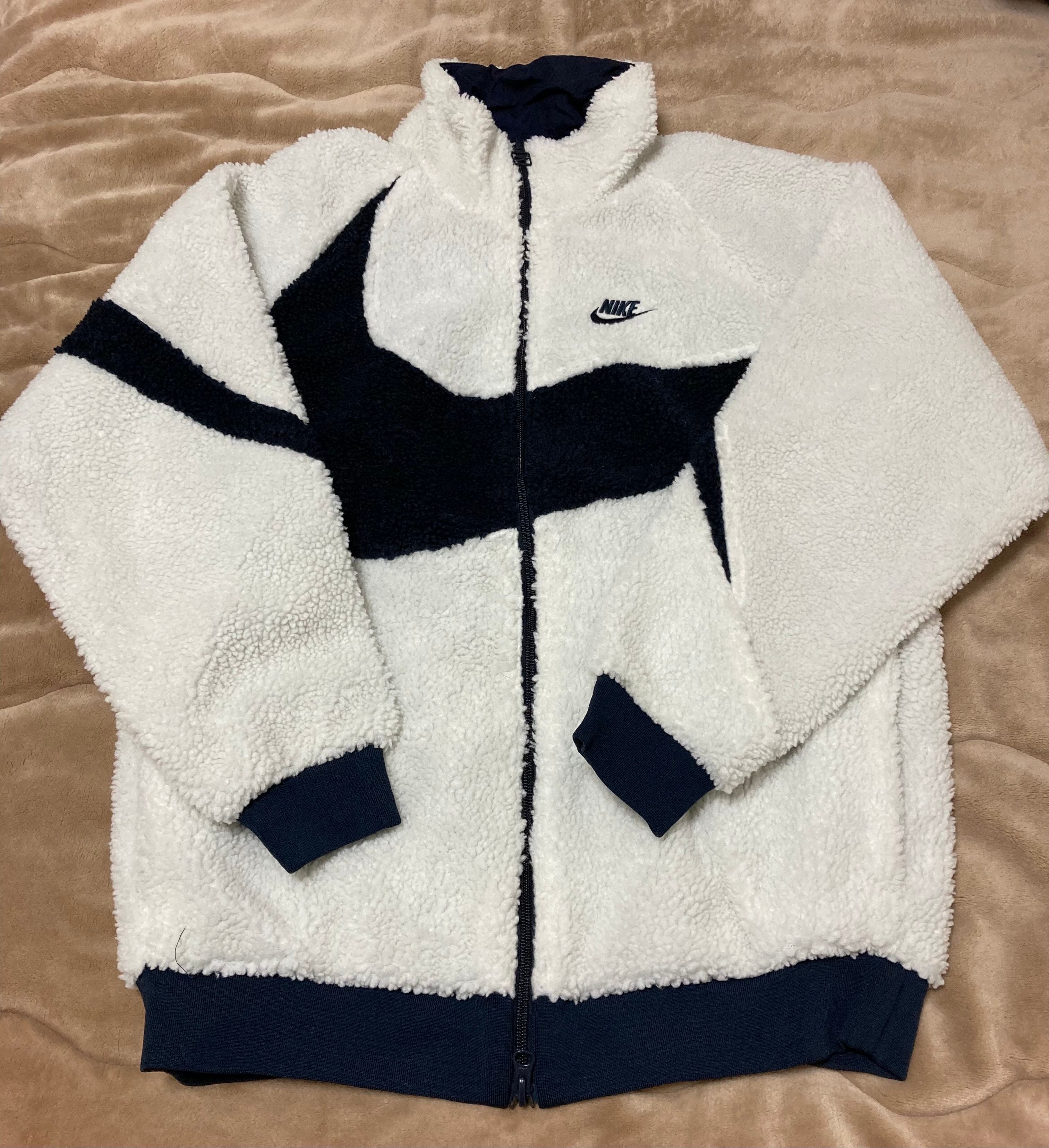 Nike Big Swoosh Reversible Boa Jacket "Sail/Dark Obsidian"