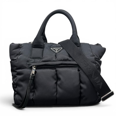 PRADA 極美品 プラダ TESSUTO BOMBER テスートボンバー トライングルロゴ 2way ハンドバッグ ショルダーバッグ B2636L ナイロン 三角プレート ロゴプレート キルティング Aランク 鑑定済 中古 プラダバッグ