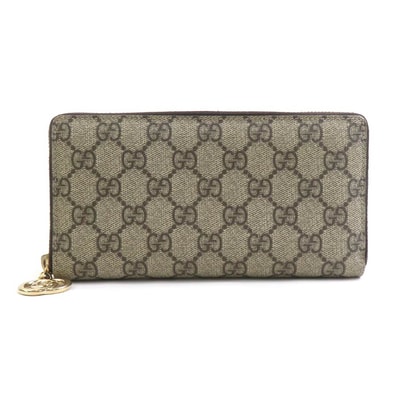 グッチ GUCCI ラウンドファスナー長財布 GGスプリームキャンバス ブラウン ユニセックス 212110【中古】 56940a