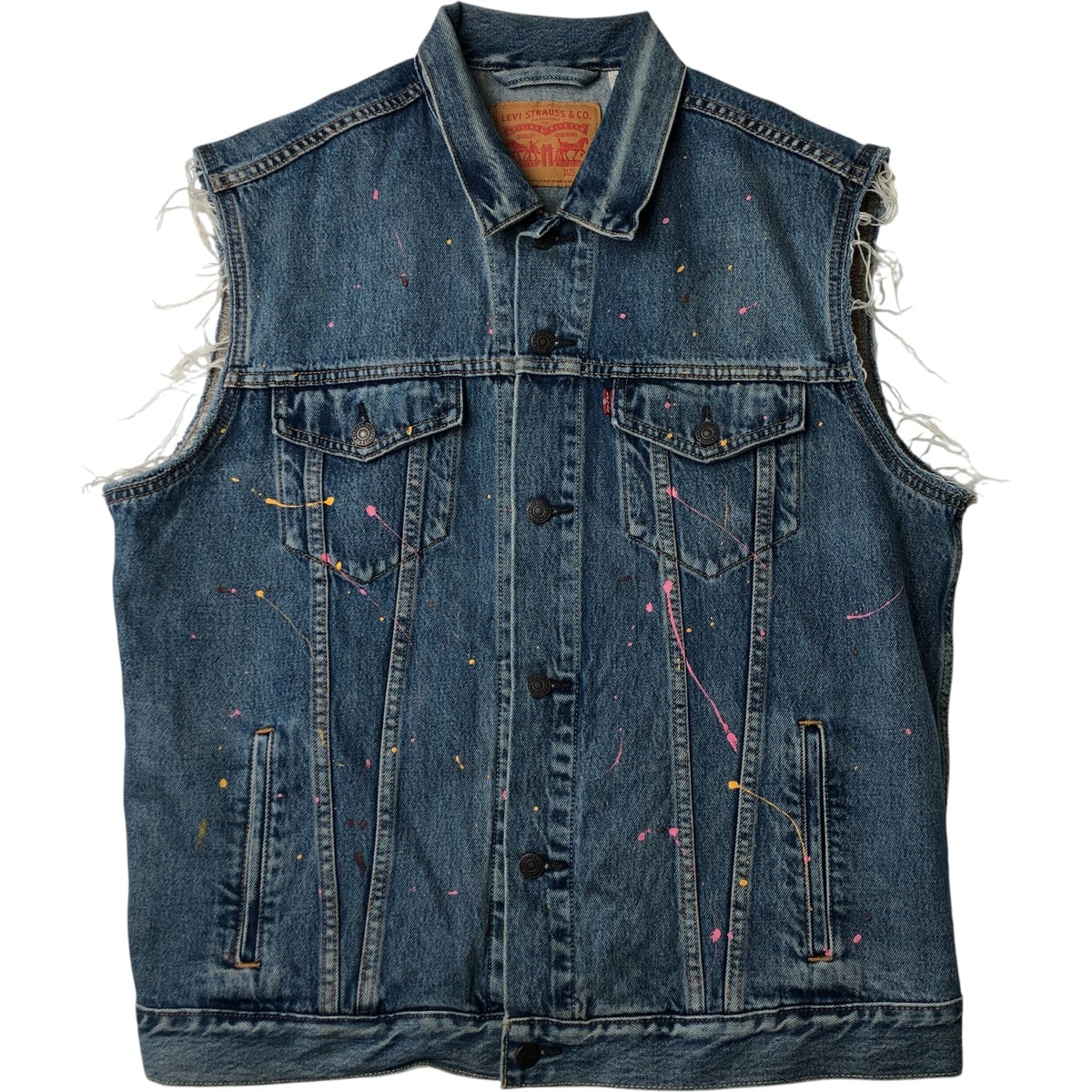 古着 リーバイス Levi's ペイント カットオフ デニムベスト メンズXL相当/eaa615092