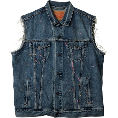 古着 リーバイス Levi's ペイント カットオフ デニムベスト メンズXL相当/eaa615092