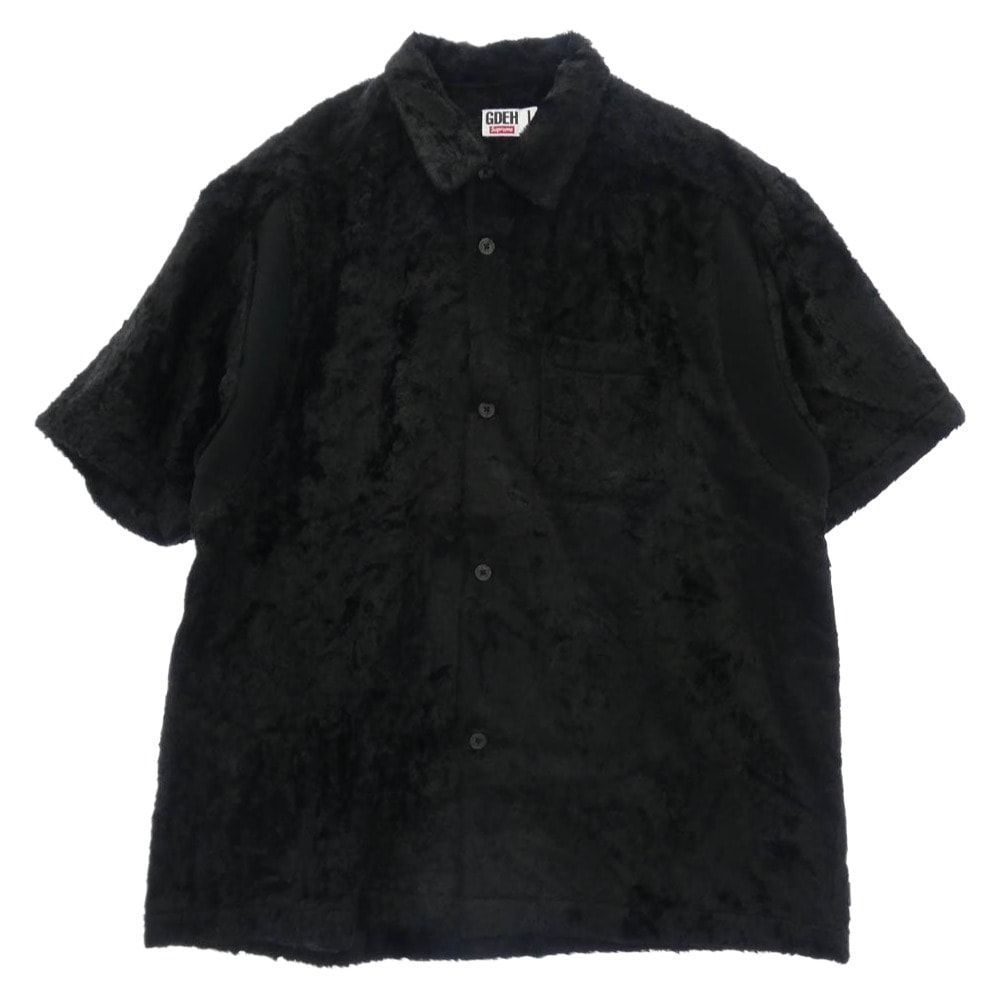 Supreme シュプリーム 半袖シャツ 25SS x GOODENOUGH グッドイナフ Crushed Rayon S/S Shirt クラッシュ レーヨン ショートスリーブ 半袖 シャツ ブラック系 L【極上美品】【中古】
