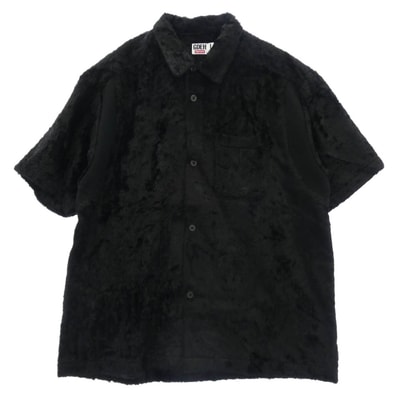 Supreme シュプリーム 半袖シャツ 25SS x GOODENOUGH グッドイナフ Crushed Rayon S/S Shirt クラッシュ レーヨン ショートスリーブ 半袖 シャツ ブラック系 L【極上美品】【中古】