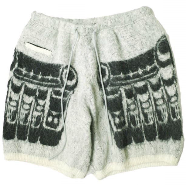 FACETASM ファセッタズム 16AW 日本製 トーテムポールニットショーツ OTM-PT-U01 5 WHITE x BLACK イージー ショートパンツ ボトムス g18291