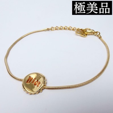 【極美品】Christian Dior クリスチャンディオール 瓶蓋モチーフ ボトルキャップ ブレスレット ゴールド CD