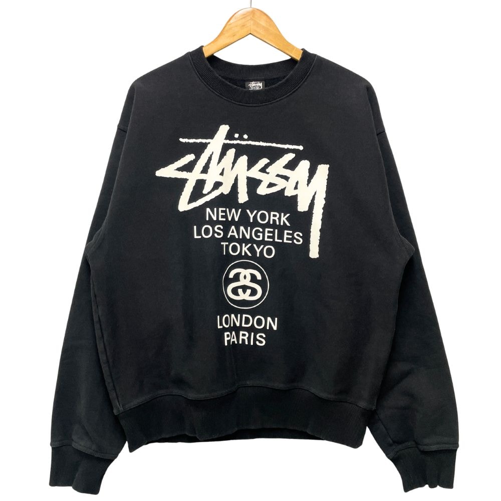 STUSSY ステューシー ワールドツアー プリント クルーネック スウェット 53241