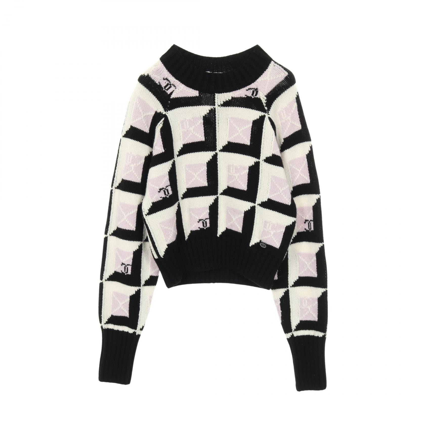 샤넬 CHANEL 코코 마크 니트 의류 탑 캐시미어 여성 블랙/화이트/퍼플 P77885K11247 [중고]