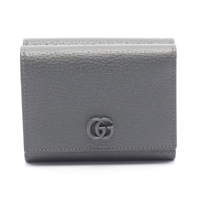 グッチ GUCCI ダブルG 三つ折り財布 財布 カーフレザー レディース グレー系 722732 【中古】