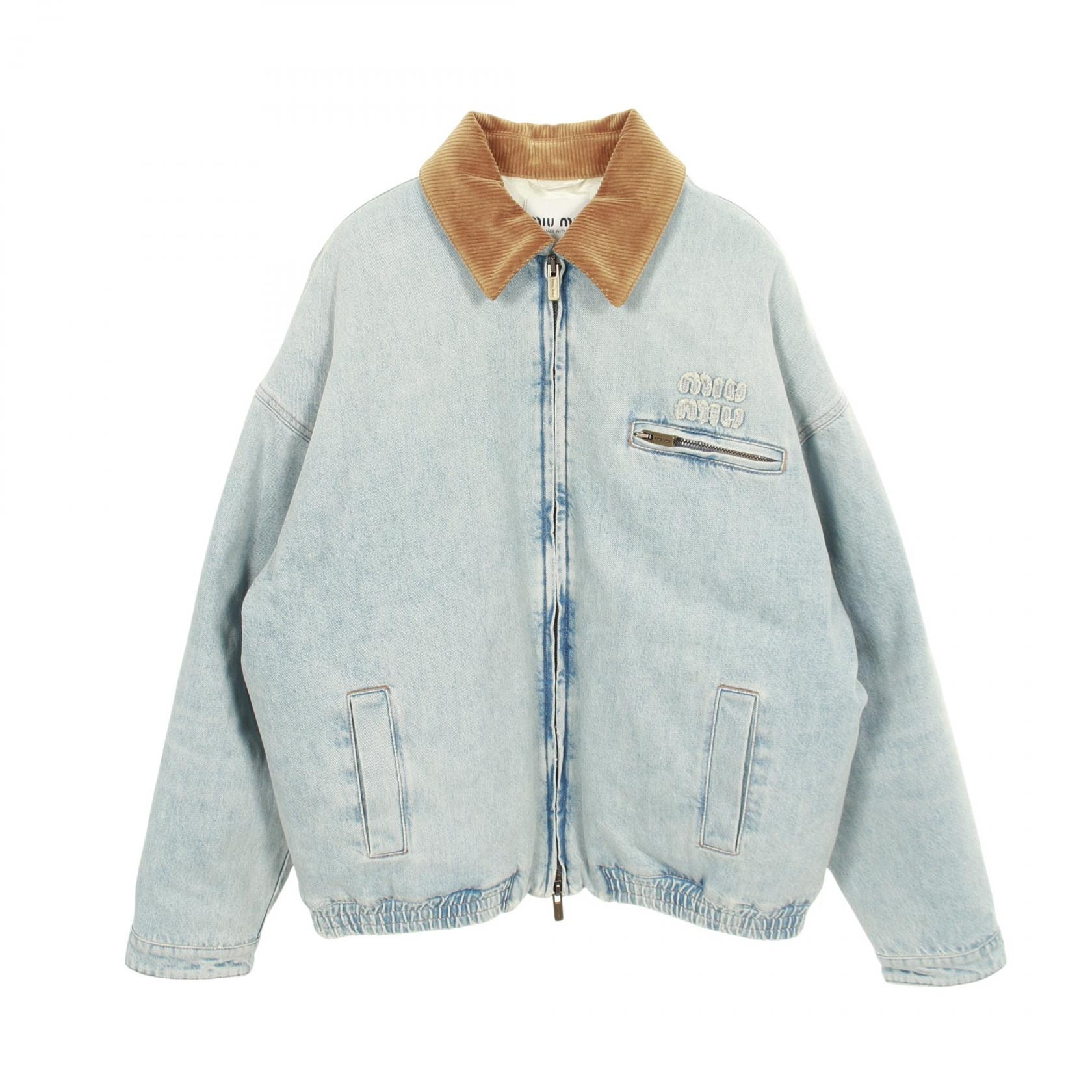 ミュウ ミュウ Miu Miu ブルゾン デニムジャケット 衣料品 アウター コットン レディース ブルー系 【中古】