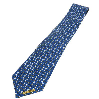 【中古】 エルメス ネクタイ トヨタ限定品 シルク ブルー系 ゴールド ホワイト ビジネス 紳士 スーツ メンズ 男性 HERMES