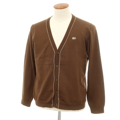 【中古】ラコステ LACOSTE コットン カシミヤ カーディガン ブラウン【サイズ3】【メンズ】