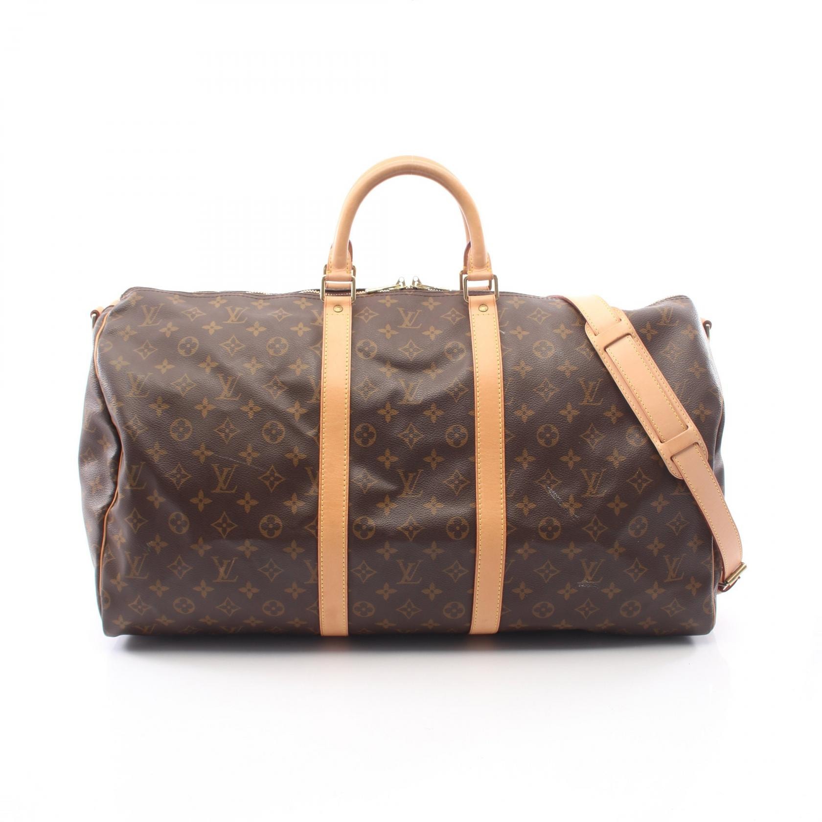 ルイ・ヴィトン LOUIS VUITTON キーポル バンドリエール55 モノグラム 2WAY ボストンバッグ バッグ PVCコーティングキャンバス レザー モノグラム メンズ レディース ブラウン系 M41414 【中古】