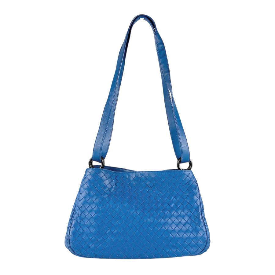 ボッテガヴェネタ BOTTEGAVENETA ショルダーバッグ イントレチャート レザー ブルー レディース【中古】 z8217
