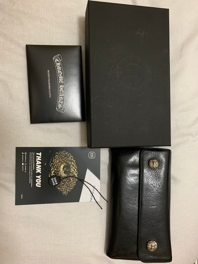 Chrome Hearts Wave Cross Ball Button Leather Wallet "Black/Silver"