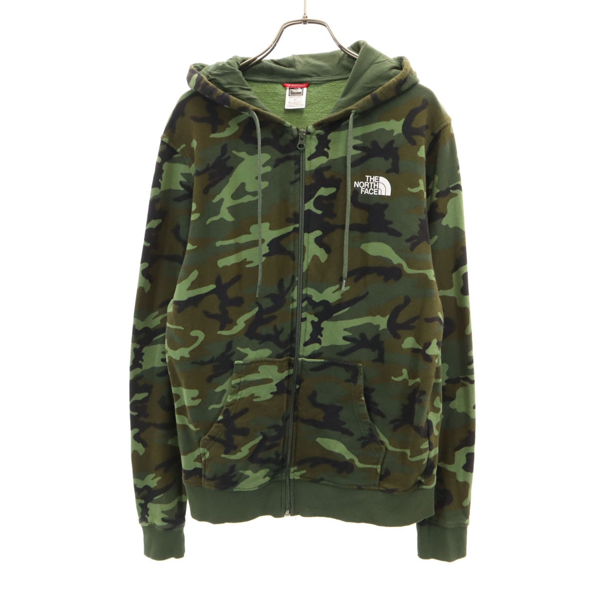 THE NORTH FACE ノースフェイス カモフラ柄 長袖 スウェット ジップパーカー S カーキ 迷彩 裏起毛 アウトドア