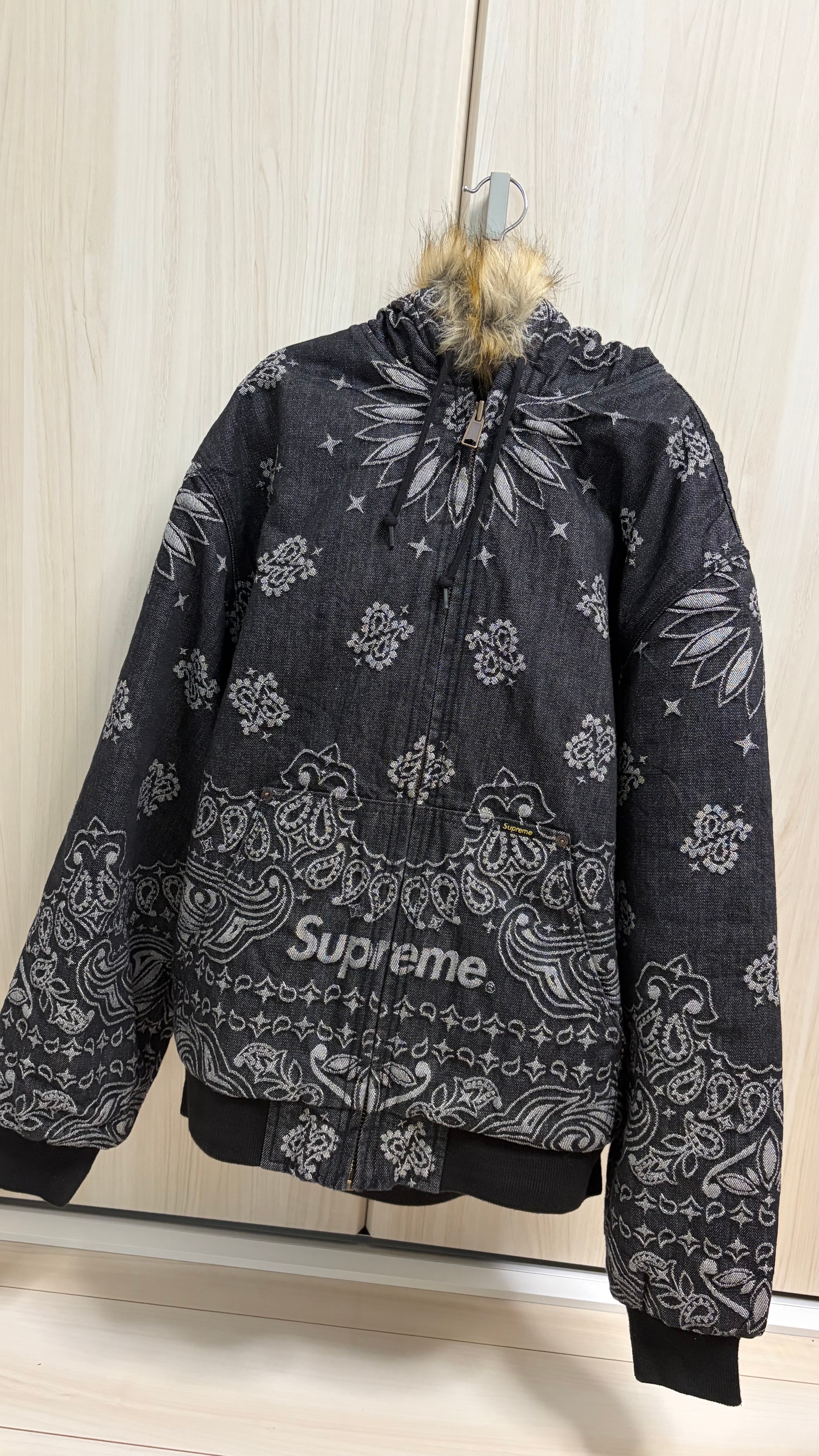 Supreme Bandana Jacquard Denim Hooded Work Jacket 