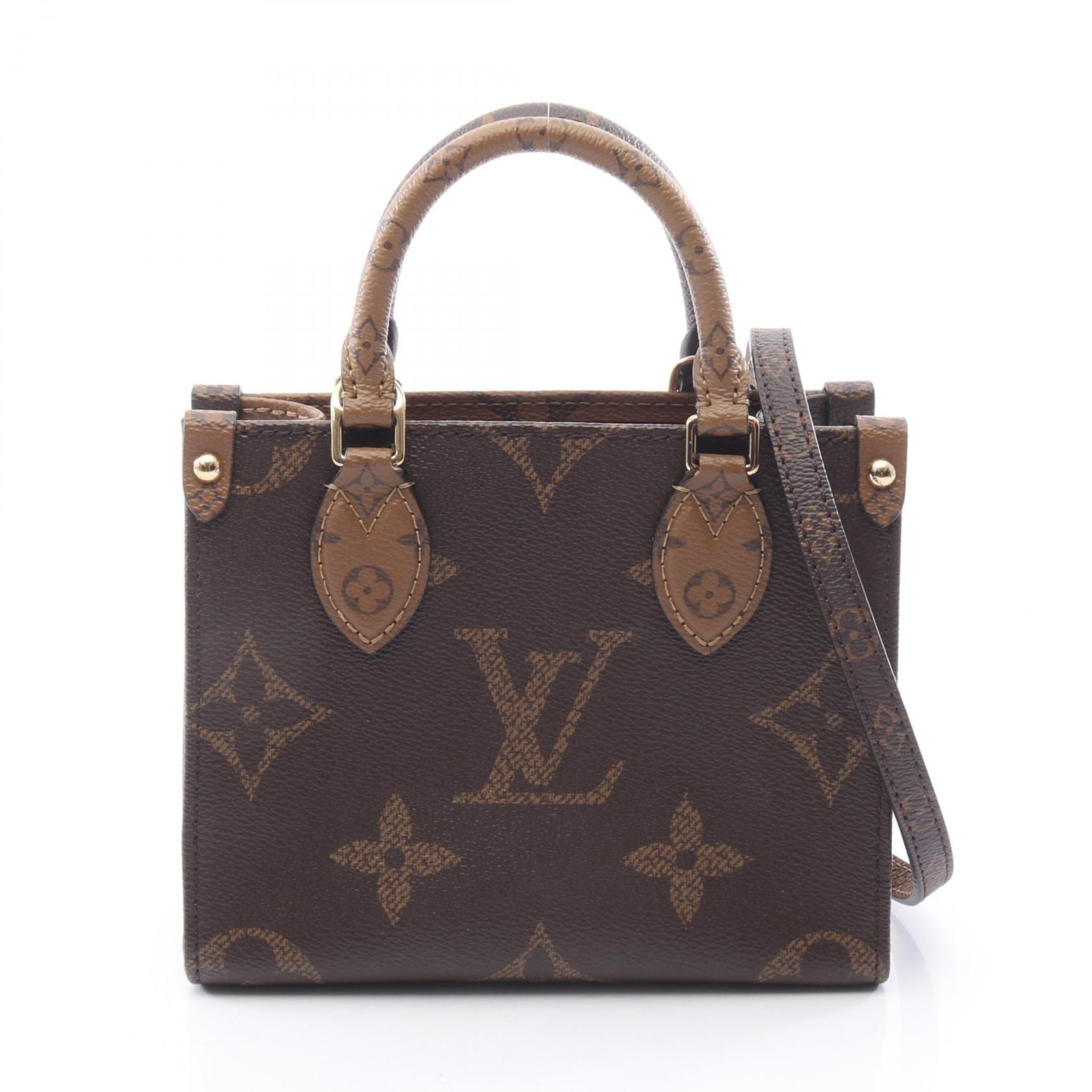 ルイ・ヴィトン LOUIS VUITTON オンザゴーBB モノグラムリバース 2WAY ハンドバッグ バッグ PVCコーティングキャンバス レザー レディース ブラウン系 M46839 【中古】