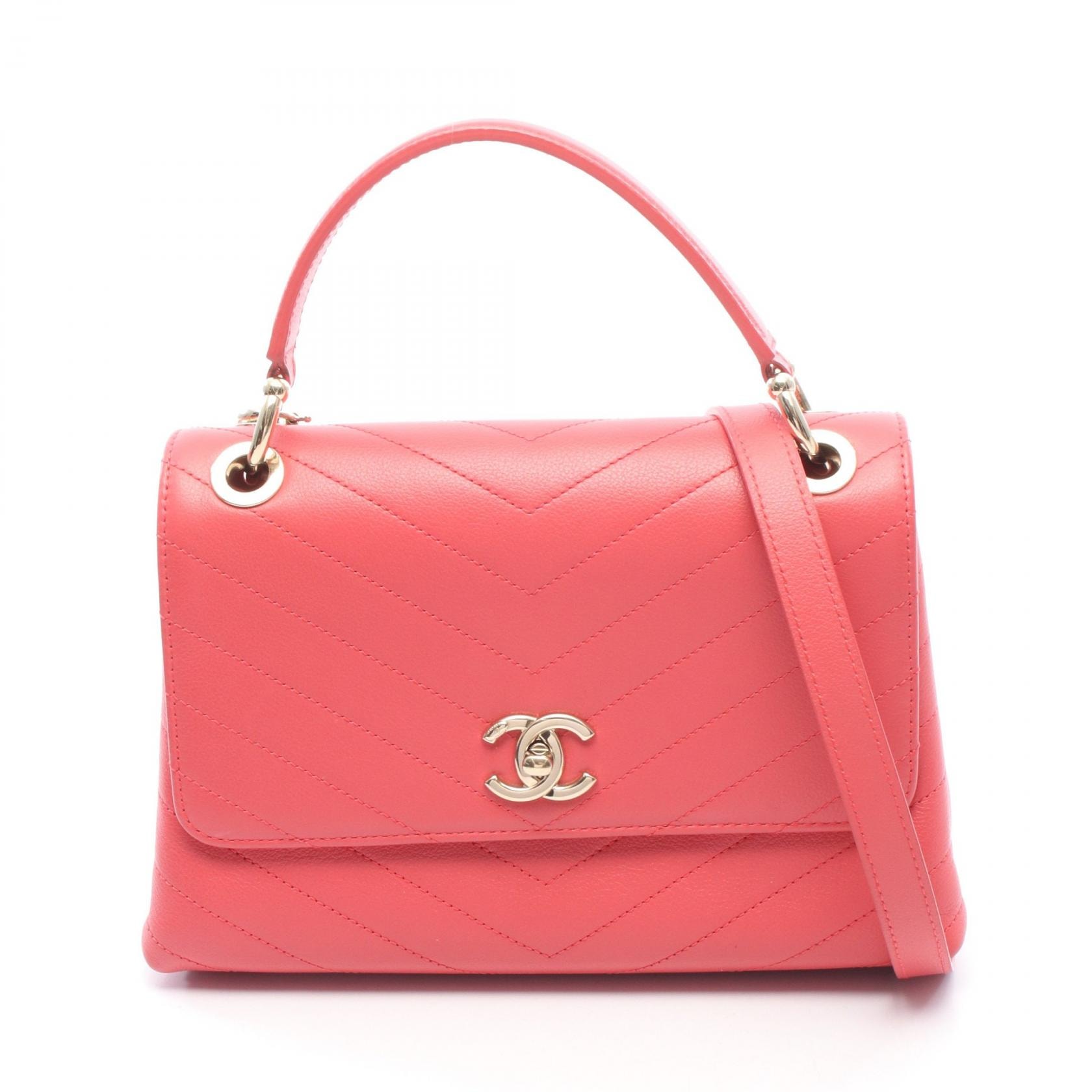 シャネル CHANEL シェブロン Vステッチ 2WAY ハンドバッグ バッグ レザー レディース ピンク系 A57147 【中古】