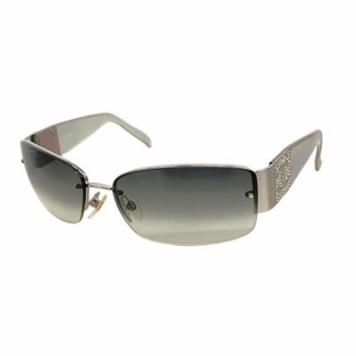 【6kd3806】シャネル サングラス 4117-B プラスチック ブラック ホワイト シルバー金具【中古】レディース